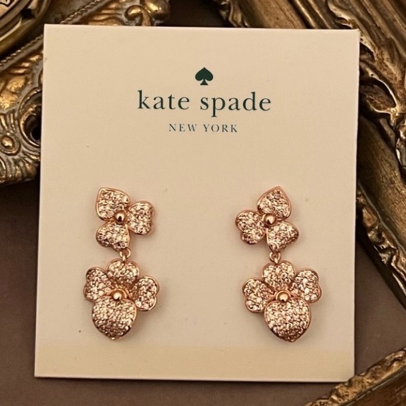 KATE SPADE • Rose Gold Double Dangle Precious Pansy Earrings - Picture 3 of 4